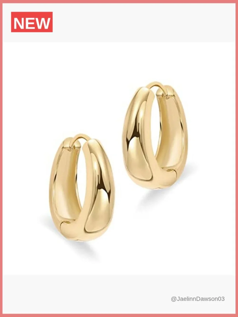 14K Gold Plated Chunky Hoop Earrings - Lightweight, Hypoallergenic